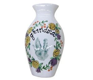 Boulder Floral Handprint Vase
